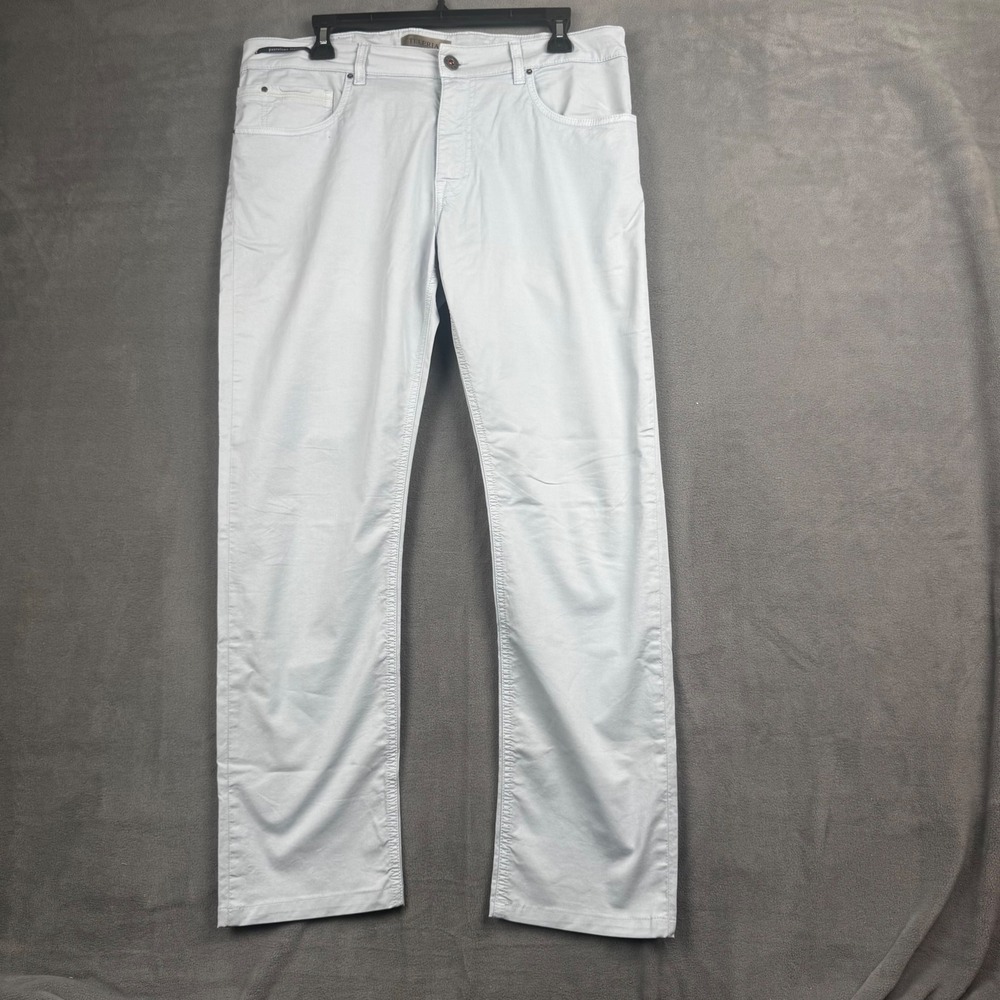 Teleria Zed Pantalone Italiano Mens Chino Pants Light Blue Grey Sz 35 Made Italy